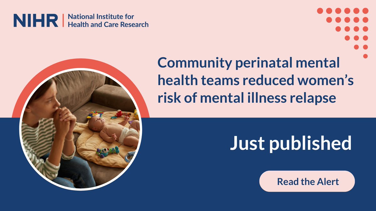 🤰 Community perinatal mental health teams support women during #pregnancy &amp; in the 12 months after giving birth.

💬 Researchers found that where teams were available, women who had previous contact with psychiatric services had a lower risk of relapse 👉 evidence.nihr.ac.uk/alert/communit…