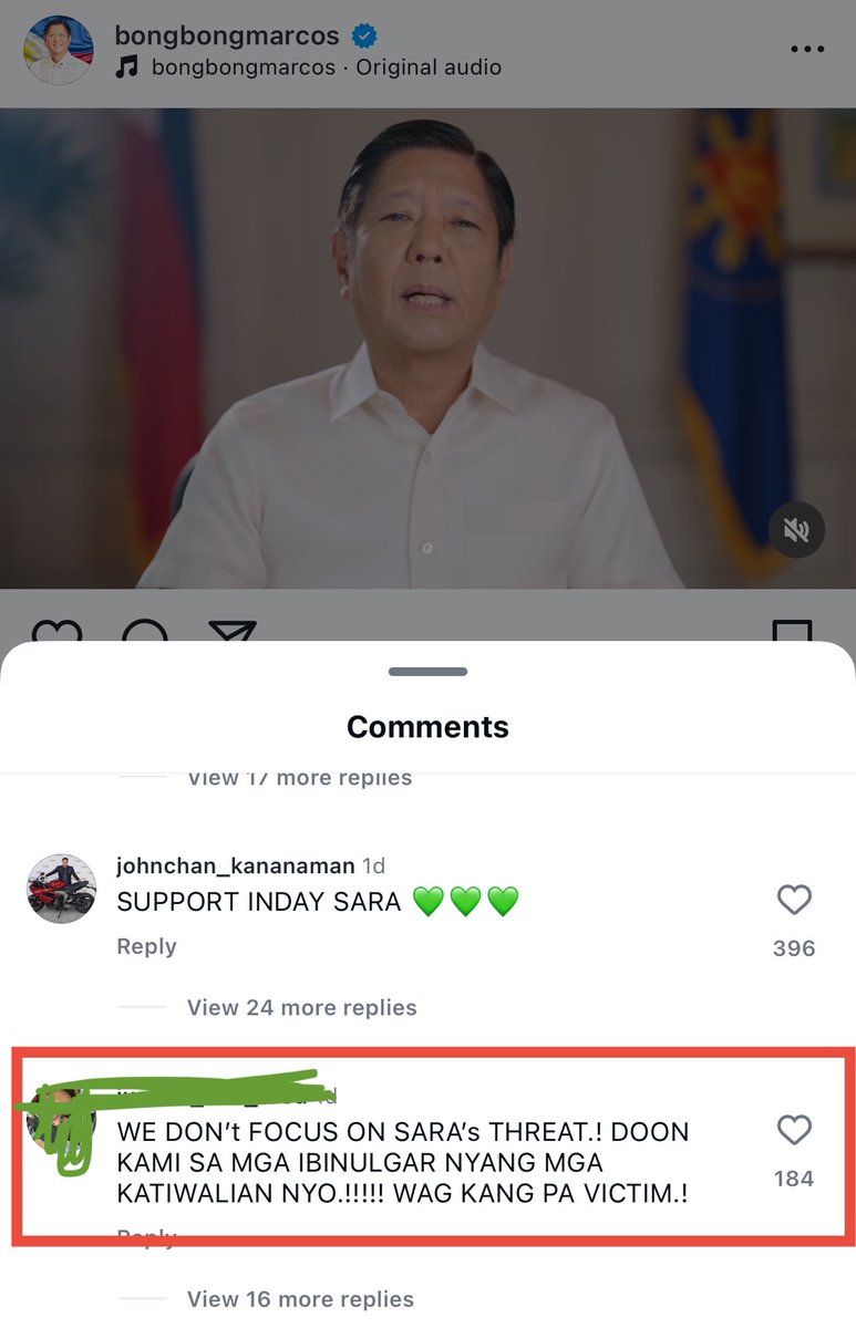 Imyour__lady's tweet photo. ATE SA IG: WE DONT FOCUS ON SARA’S THREAT! DOON KAMI SA MGA BINULGAR NYANG MGA KATIWALIAN NYO!!! WAG KANG PA VICTIM!! 🎯 https://t.co/F7fhG3xY0G