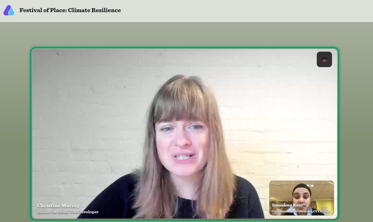 Welcome to Festival of Place: #ClimateResilience with Christine <a href="/TheDeveloperUK/">The Developer</a>  and Immy <a href="/CIVIC_SQUARE/">CIVIC SQUARE</a>