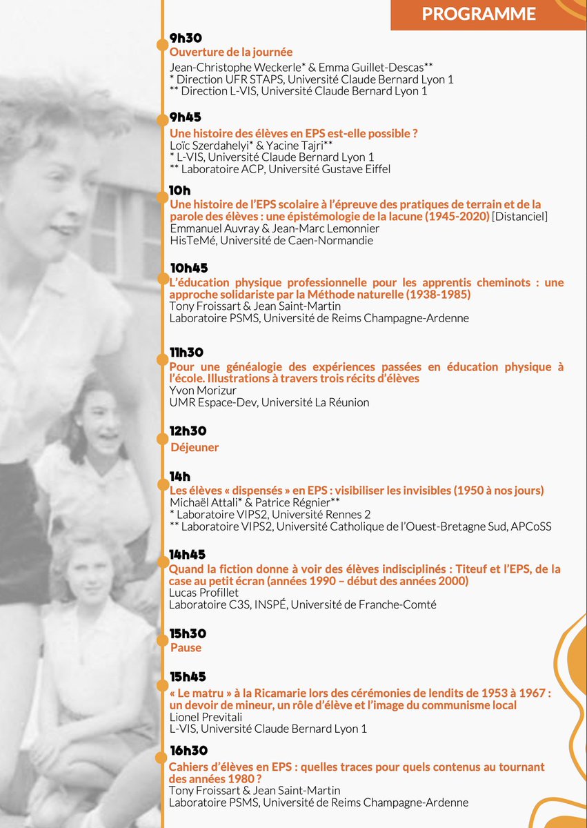 🚨 RDV le 13/12 à Lyon-1 pour une JE organisée avec <a href="/LoicSz/">Loïc Szerdahelyi</a> : « 𝐏𝐫𝐞́𝐬𝐞𝐧𝐭𝐬 𝐩𝐚𝐫𝐭𝐨𝐮𝐭, 𝐯𝐢𝐬𝐢𝐛𝐥𝐞𝐬 𝐧𝐮𝐥𝐥𝐞 𝐩𝐚𝐫𝐭. 𝐏𝐨𝐮𝐫 𝐮𝐧𝐞 𝐡𝐢𝐬𝐭𝐨𝐢𝐫𝐞 𝐝𝐞𝐬 𝐞́𝐥𝐞̀𝐯𝐞𝐬 𝐞𝐧 𝐄𝐏𝐒 ». Voici le programme ! <a href="/GREHSS_UGE/">GREHSS UGustaveEiffel</a> <a href="/LaboLVIS/">L-VIS</a> <a href="/SFHS_HistSport/">Société Française d'Histoire du Sport 🏉</a>
