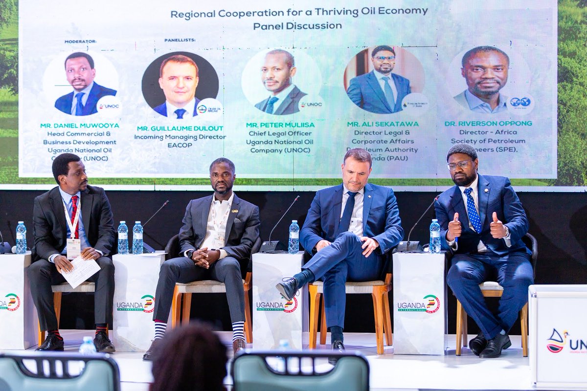 uiogs1's tweet photo. Discussion on regional cooperation for a thriving oil economy. 

“the Increasing role from the financiers and great support from the regional banks has greatly benefited the regional cooperation” Mr Daniel Muwooya in his closing remarks mentioned.

#UIOGS2024 https://t.co/r3ziXKkqNE