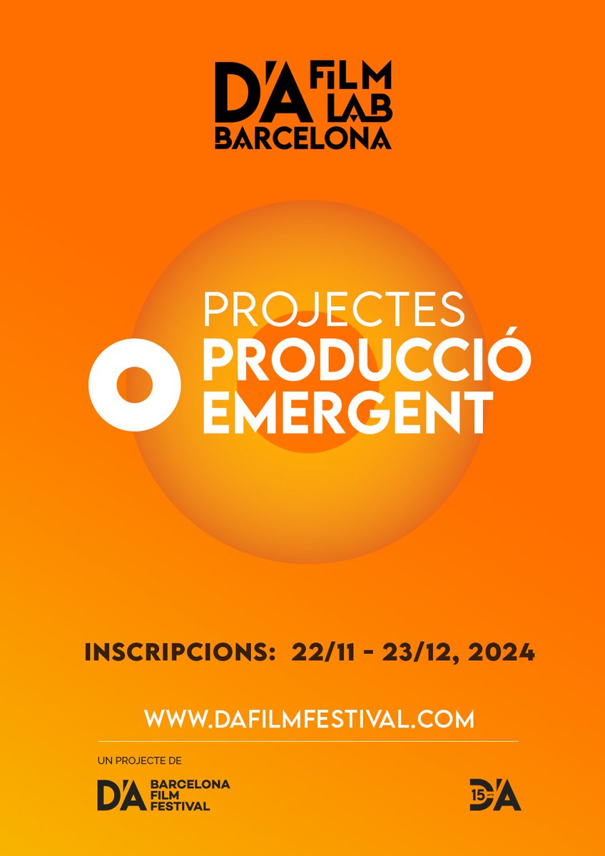 📣 se abre la convocatoria para el <a href="/DAFilmLabBCN/">D'A FILM LAB BARCELONA</a> #DA2025. con dos categorías: Final Cut (films en fase de postproducción. premio dotado con 20K euros) y Producción emergente (films en fase de desarrollo)

📆 deadline: 23 diciembre
☞ dafilmfestival.com/obre-la-convoc…