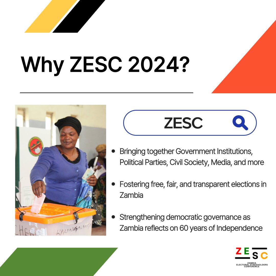 UNDPZambia's tweet photo. Only 1 day left until #ZESC 2024! 🌟
🗣️ We’re uniting Government Institutions, Political Parties, COs, Media, and more to foster free, fair, and transparent elections in Zambia.
Together, we are strengthening democratic governance as Zambia celebrates 60 years of Independence. https://t.co/QA9LVI62Hj