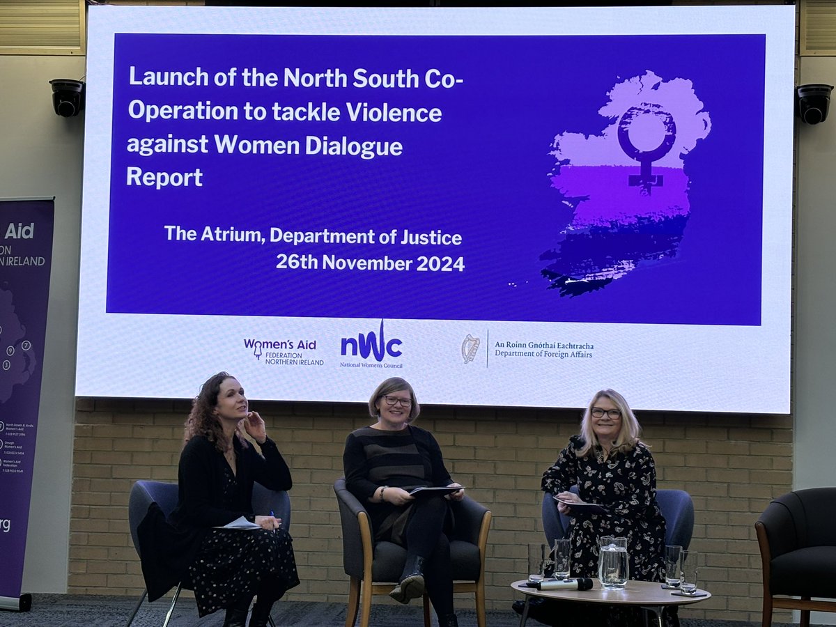 WomensAidNI's tweet photo. We are at the launch of the North South Co-operation to Tackle Violence Against Women Dialogue report showing importance of continuing north south work in this area to better support survivors of #VAWG https://t.co/gvbaSIkloa