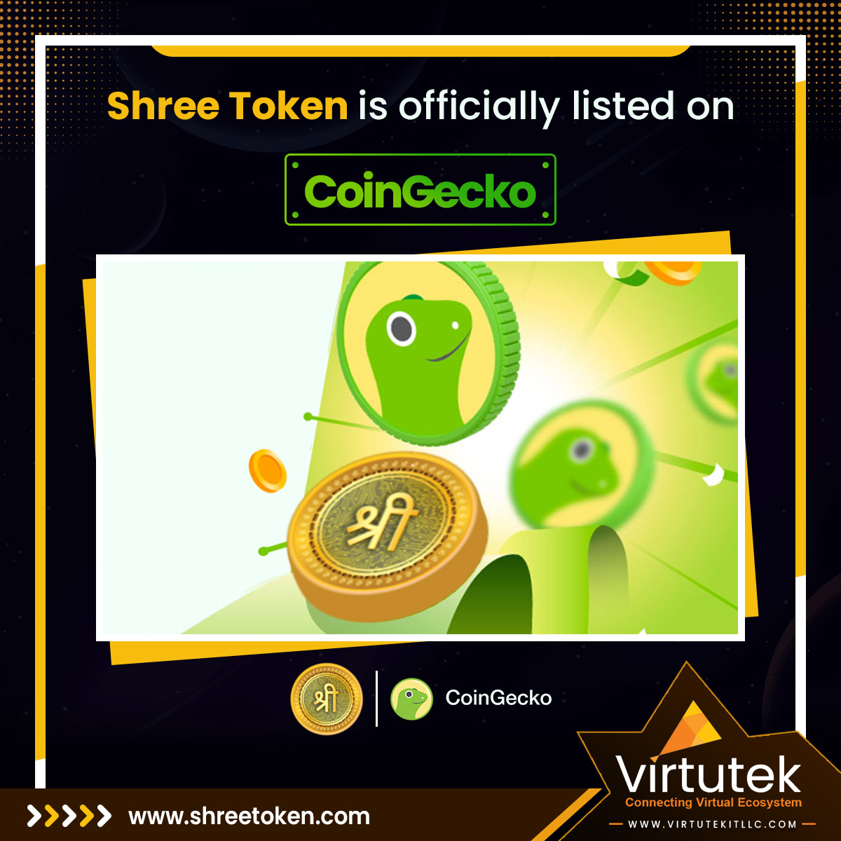 ShreeHQ's tweet photo. π #ShreeToken is officially listed on #CoinGecko! π
β
Track it here: https://t.co/YZdDoSkuPQ
.
.
.
#CoinGeckoListing #SHREE #Crypto #CryptoTrading #ShreeWallet #Cryptocurrency #Trading #CryptoTrader #Staking #Finance #UtilityToken https://t.co/OkyhYcWLs1