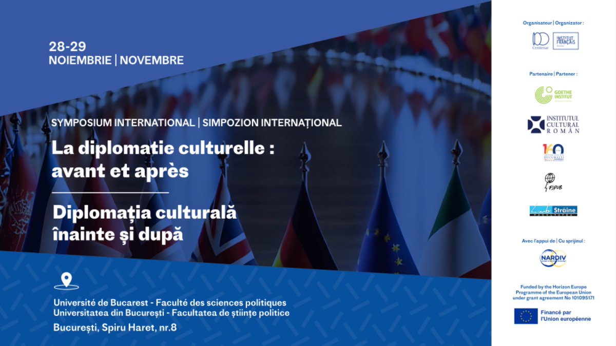 COMING NEXT🔻
NARDIV Symposium: Transforming Cultural Diplomacy 
📅 Nov 28-29, 2024
📍 University of Bucharest
Explore East-West ties through panels on Capitals of Culture, Cold War exchanges, &amp; video game diplomacy. Full Agenda: nardiv.eu/events/past-ev…