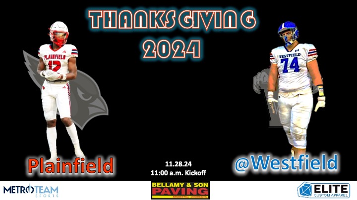 I will be in Westfield on Thanksgiving as <a href="/BlueWestfield/">Westfield Blue Devil Football</a> hosts <a href="/PHSCardsFB/">Plainfield High School Football</a> in a Turkey Day Rivalry Game <a href="/JoelCordoba1010/">Joel Cordoba</a> <a href="/jackmartin_06/">Jack Martin</a> at 11am. I will also 👀 <a href="/JordanWalsh2027/">Jordan Walsh</a> voted by the readership as the 2024 BCC Borden's Baller of the Year! Follow me 4 🎥📸🎤 <a href="/CJSportsRadio/">Central Jersey Sports Radio</a>