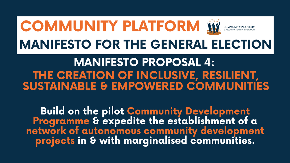 🗣️Our #Election24 Manifesto PROPOSAL 4 calls on parties &amp; candidates to:

✅Recognise &amp; support the vital role of community &amp; voluntary organisations
✅Commit to adequately invest in &amp; resource autonomous community development

👉Visit our #GE24 Hub: bit.ly/CpGem24