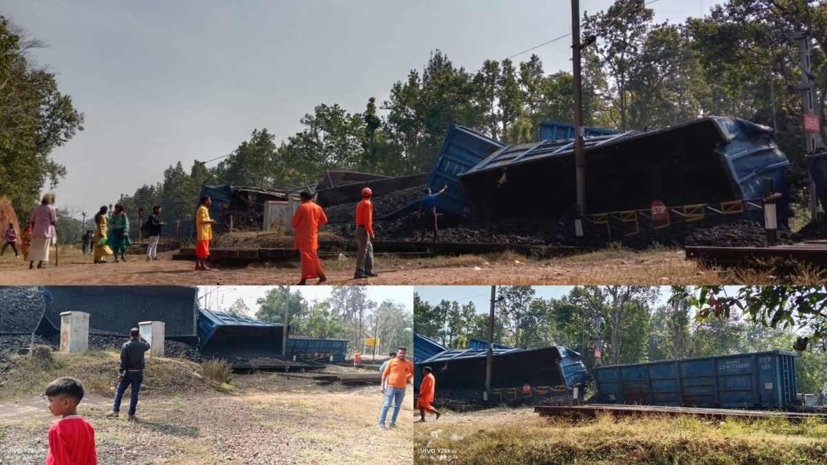Railwhispers's tweet photo. #बिलासपुर-कटनी के बीच कोयले से लदी एक मालगाड़ी पेंड्रा के पास भनवारटंक रेलवे स्टेशन पर दुर्घटनाग्रस्त हो गई। हादसे में #मालगाड़ी के इंजन सहित 23 डिब्बे पलट गए। इस घटना के फलस्वरूप #ओएचई और #सिग्नल के खंभे भी क्षतिग्रस्त हो गए, जिससे कई ट्रेनें प्रभावित हुई हैं!
@RailMinIndia #CRB https://t.co/37uWHpBicR