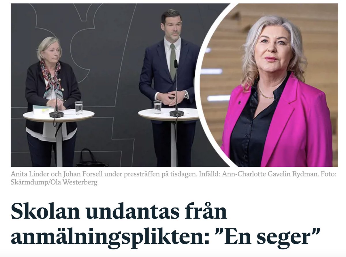 ”För att landets skolledare ska kunna skapa den tryggheten måste vi undvika lagstiftning som underminerar förtroendet mellan elever och skola”, säger Ann-Charlotte Gavelin Rydman, ordförande för @Skolledare efter dagens besked.

skolledaren.se/aktuellt/nyhet…