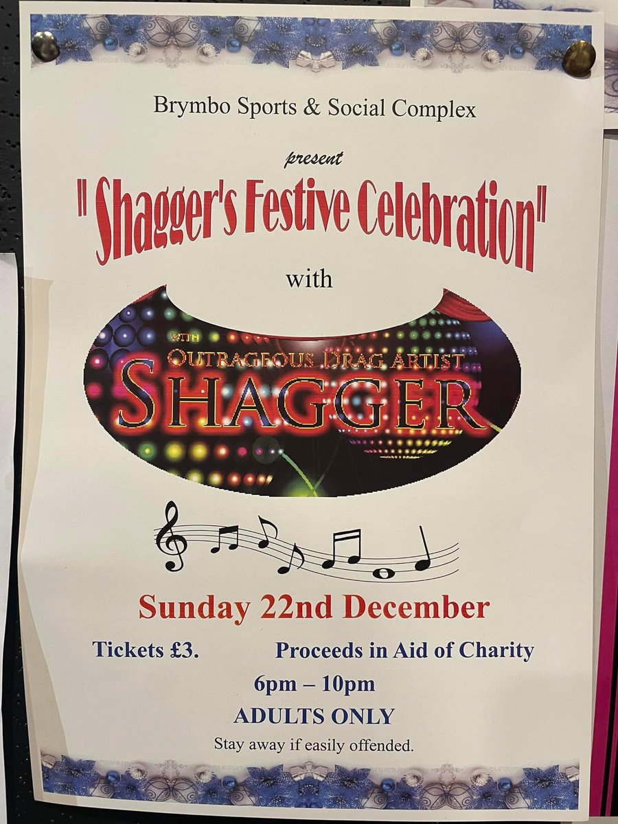 Guess whose back with us this Christmas 🎁

Tha Fabulous Shaggerada Outrageous Drag Act

Sunday 22nd December 🔞
Tickets sales all go to our chosen Charity 💖