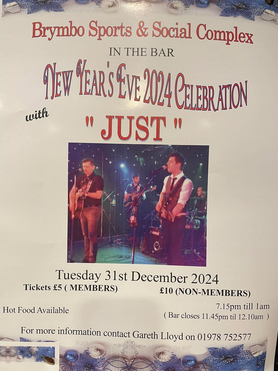Join us for New Year’s Eve celebrations in the Members Bar to ring in 2025 with friends 🎉🎉 

🥂Tickets £5 members and £10 non members!
🎉 Hot food available to purchase 
🥂Live music from ‘JUST’ to dance the night away 💃🏼