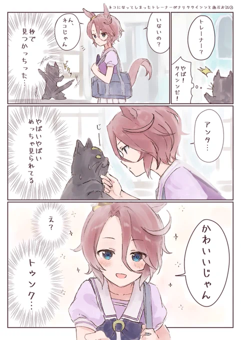 ネコになってしまったトレーナーがナリタタイシンと遊ぶお話❷ 