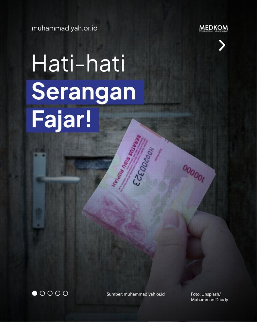 muhammadiyah's tweet photo. 1. Praktik risywah berpotensi besar menciptakan pemimpin yang tidak amanah.
Setuju tidak sobatMu?
#Muhammadiyah #Risywah #PolitikUAng #SeranganFajar https://t.co/ig9lGBEYpu