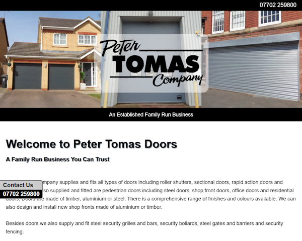 OMD Websites launches #responsive #website for #Rushden #Northamptonshire business Peter Tomas Doors: Supplies and fits all types of doors including roller shutters, sectional doors, rapid action doors and garage doors petertomasdoors.co.uk