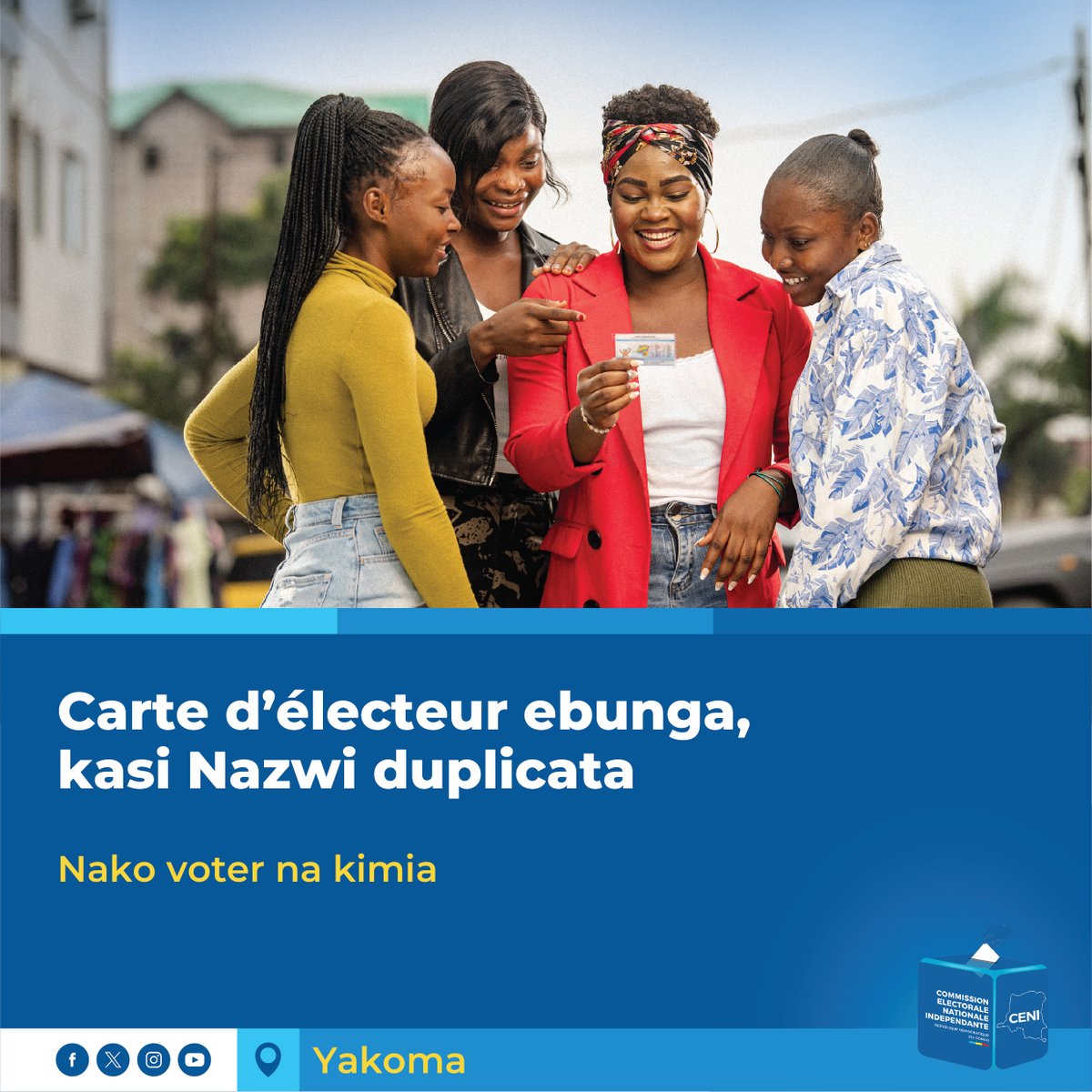 cenirdc's tweet image. ÉLECTIONS À MASI-MANIMBA &amp;amp; YAKOMA | Obtenez votre duplicata gratuitement dans les différentes antennes de la CENI qui se trouvent dans les maisons communales de votre circonscription. N'hésitez pas à dénoncer toute tentative de monnayage.
#ElectionsRDC #Elections2023