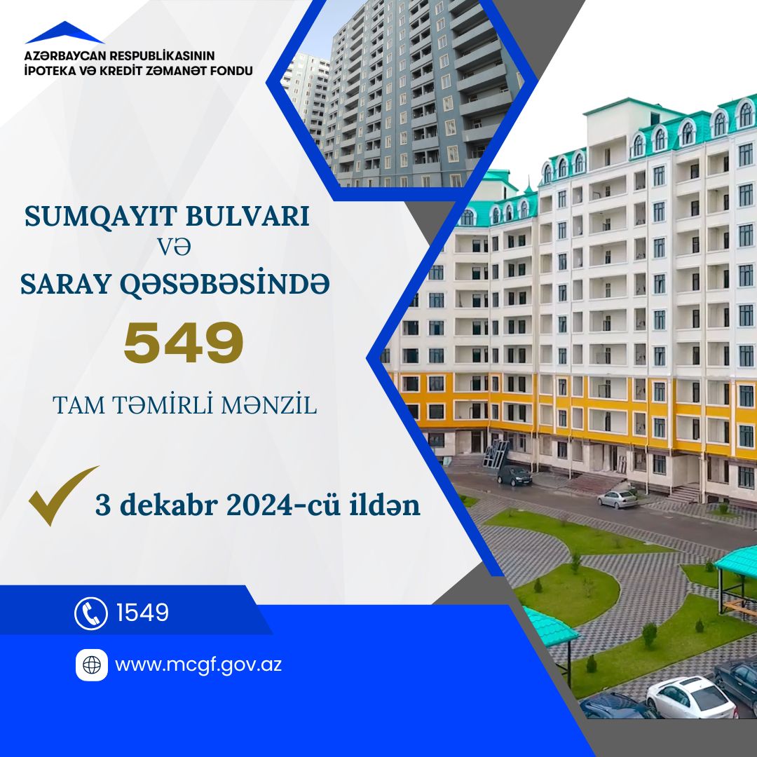 ARIKZF's tweet photo. Satmaq öhdəliyi ilə kirayə mexanizmi çərçivəsində Sumqayıt şəhəri Bulvar küçəsində və Saray qəsəbəsində daha 549 mənzil təqdim edilir.

#ikzf #kirayə #mənzil https://t.co/J64yUl2lDs