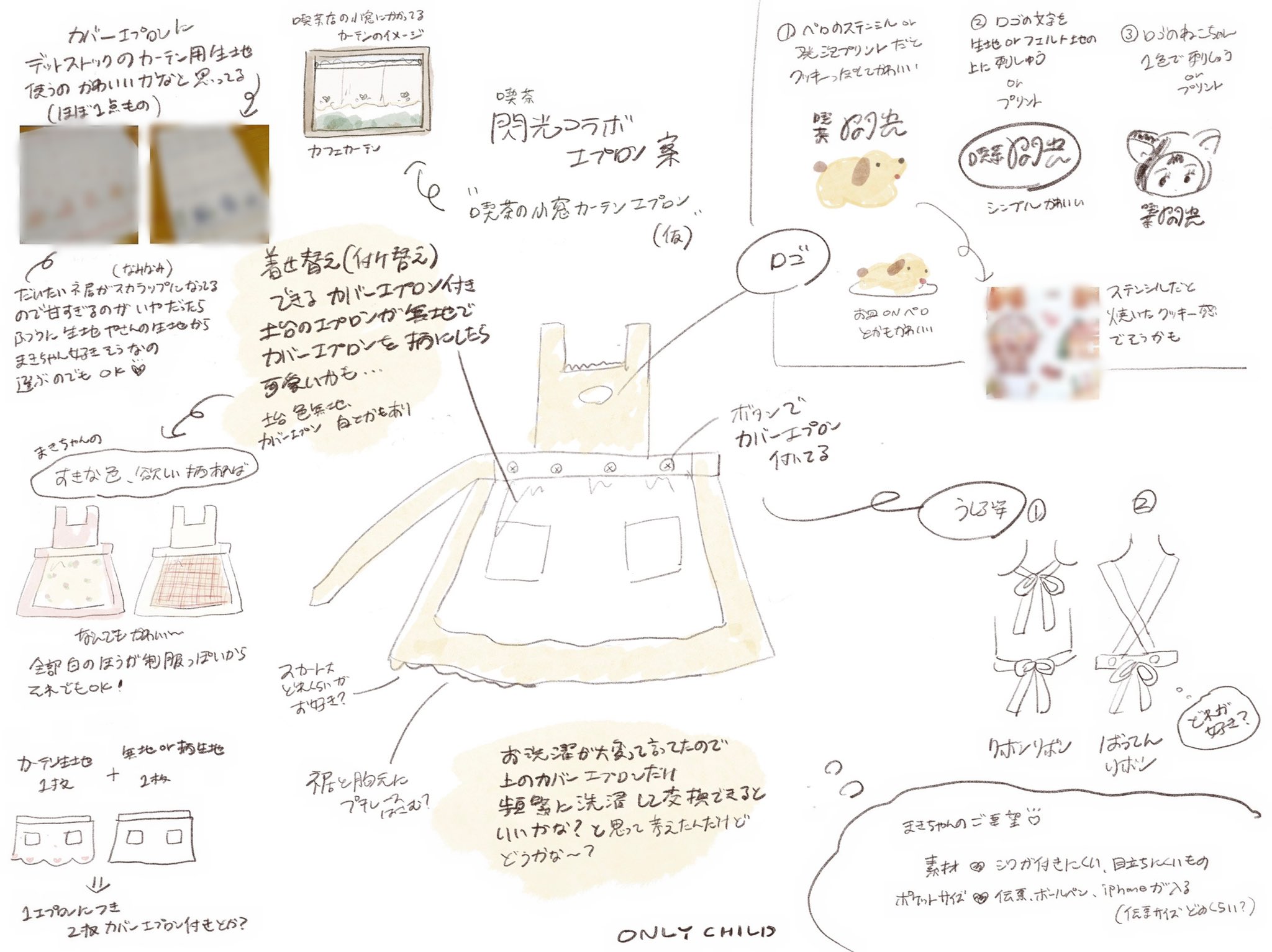 喫茶閃光×ONLY CHILD コラボエプロン　ホワイト コットン エプロン GdTtDaNaoAAOs2x.jpg:large