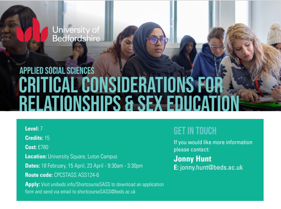 UoB_SASS's tweet image. We are running two Level 7 CPD courses in 2025 - one on Coaching and Mentoring Practice led by @TinaSalter5 and the other on Critical Considerations for Relationship and Sex Education led by @littlerubberhat - more info below