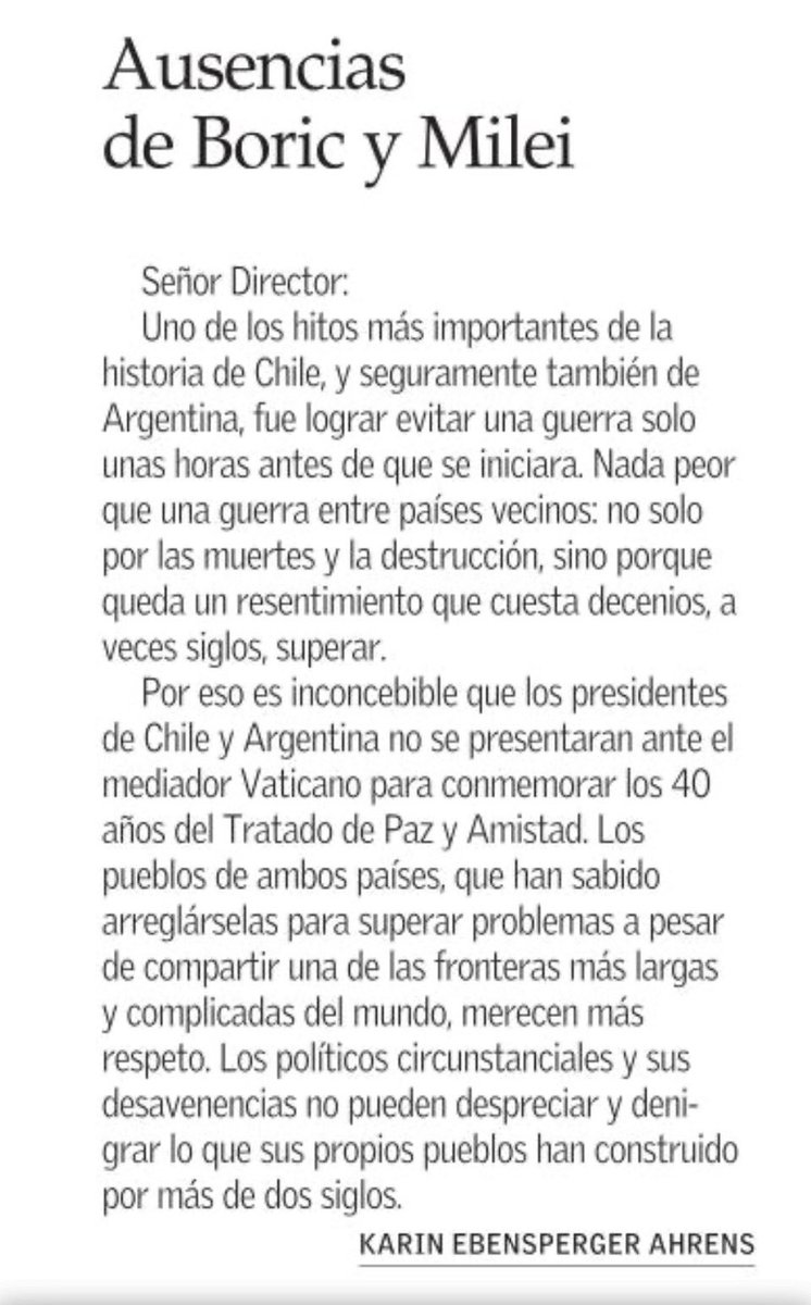 kebensperger's tweet image. Ausencias de los presidentes Boric y Milei :