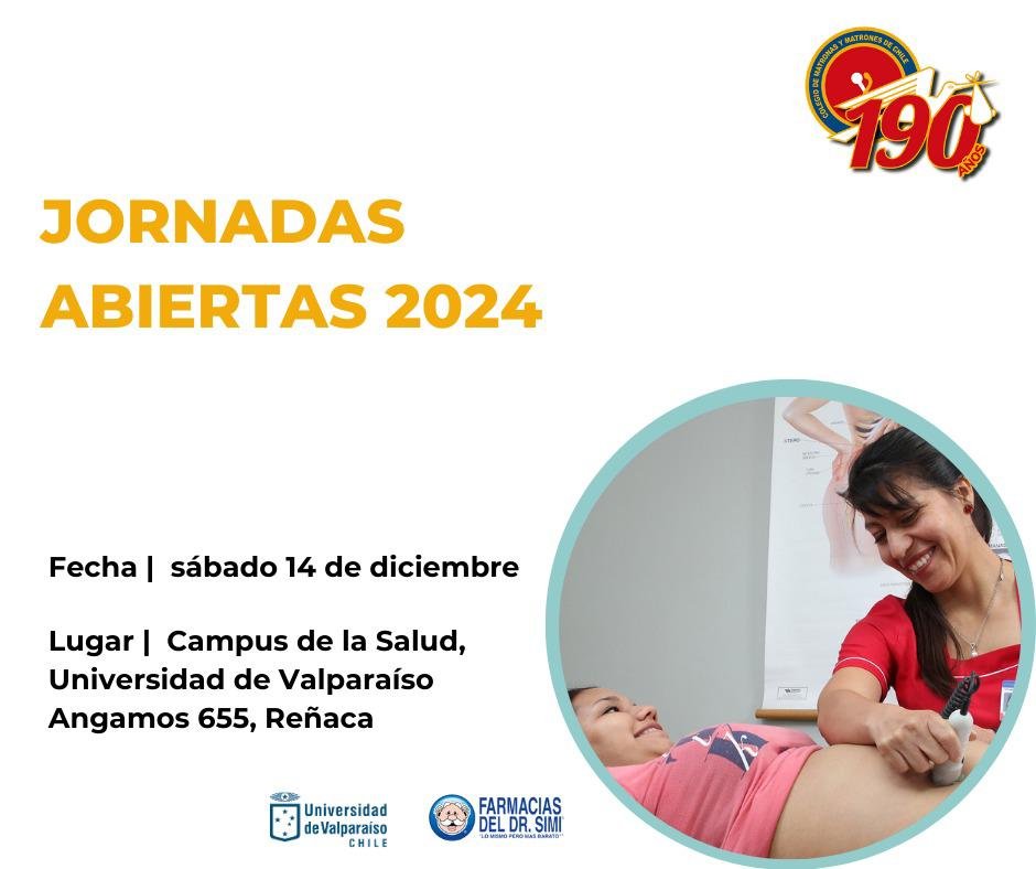 oypuv's tweet photo. JORNADAS ABIERTAS COLEGIO DE MATRONAS Y ESCUELA OYP UV
Jornadas abiertas para matrones y matronas a realizar en Universidad de Valparaíso, sede Reñaca, el día sábado 14 de diciembre del 2024 desde las 9 hrs. Link de inscripción: https://t.co/1PmV2aFemk https://t.co/jb6aXnL0A0