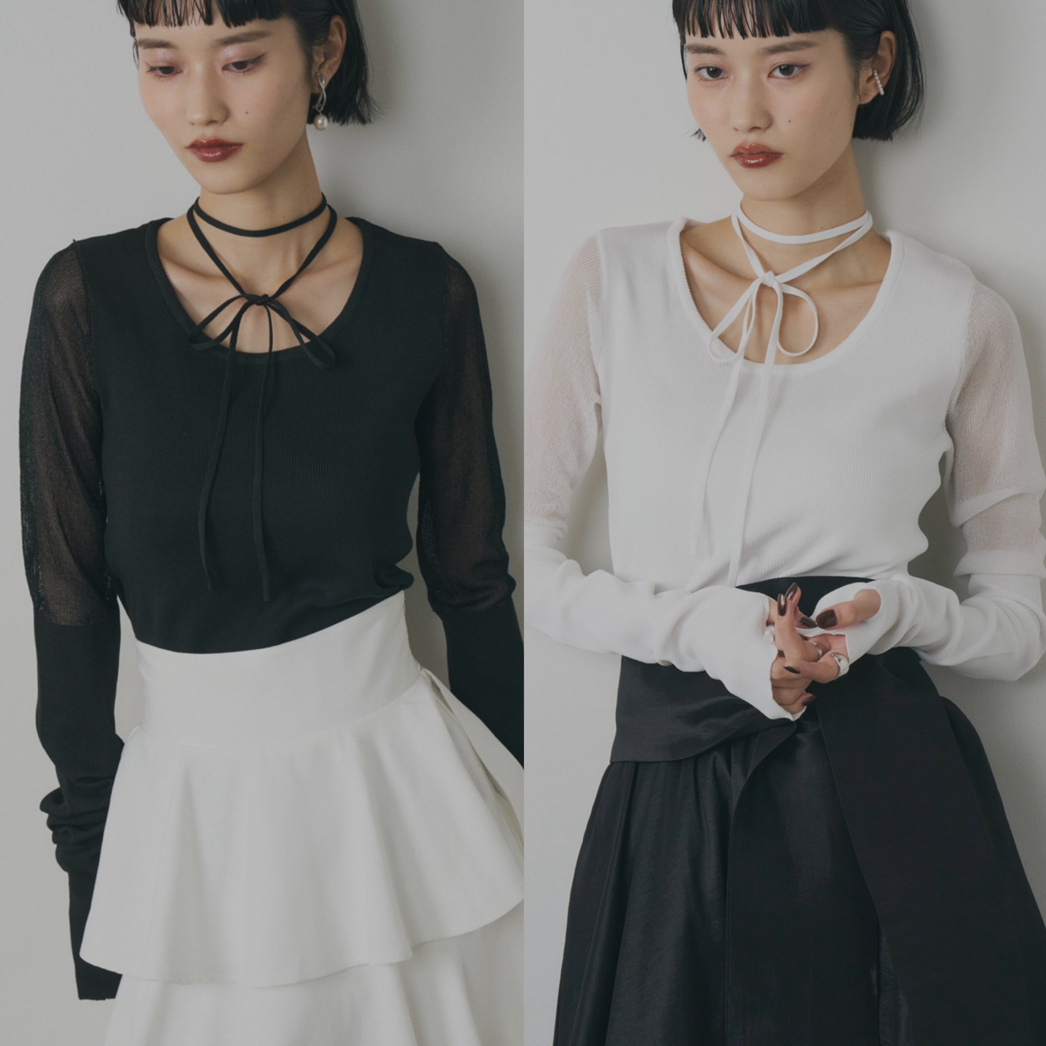 honeymew チョーカー付きダブルリボントップス 【完売品】 チョーカーリボンダブルボタンセットアップ | Rlab store