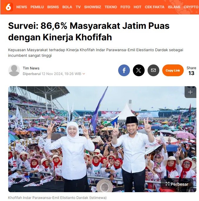 ReishaRrr's tweet photo. kinerja nya bagus sekali, sudah pasti bisa membawa lebih baik lagi kedepan nya
#KhofifahEmilLanjutkan https://t.co/2Ml8fHLBqS