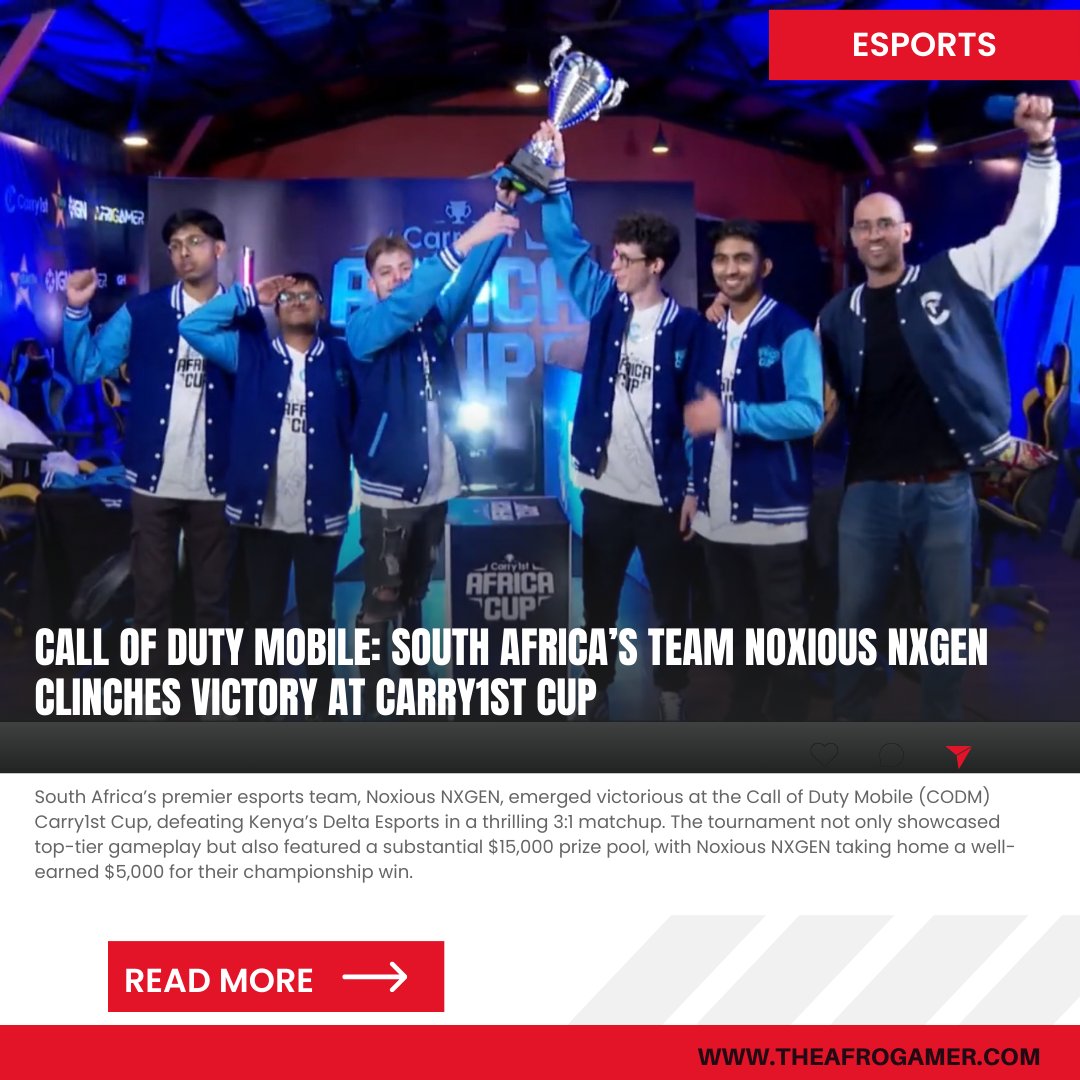 Call of Duty Mobile: South Africa’s Team Noxious NXGEN Clinches Victory at Carry1st Cup

theafrogamer.com/call-of-duty-m…

#codmobile #carry1stcup #esports #carry1stafricacup #Africa
