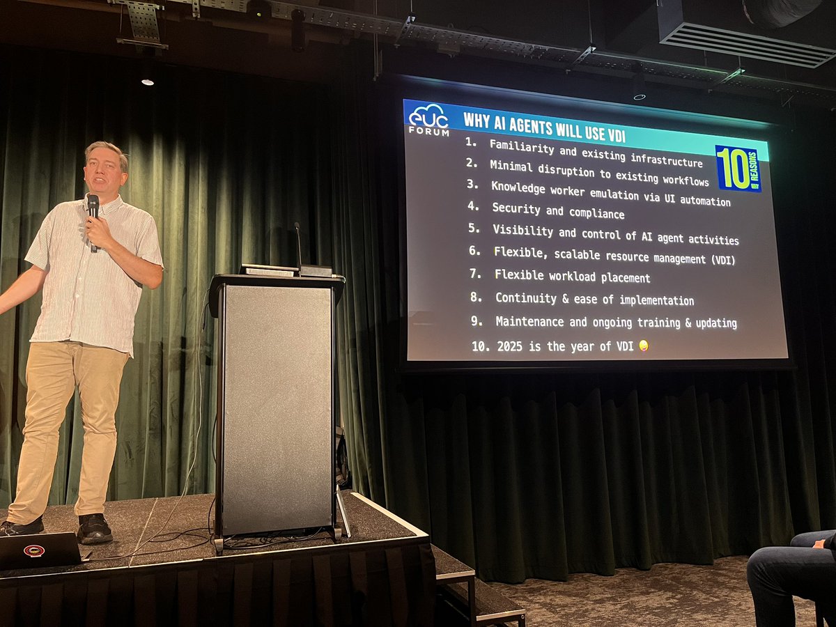 rspruijt's tweet image. Why #AI agents will use #VDI #DaaS
the future of #EUC with AgenticAI - AI agents - at @eucforumuk by Brian Madden