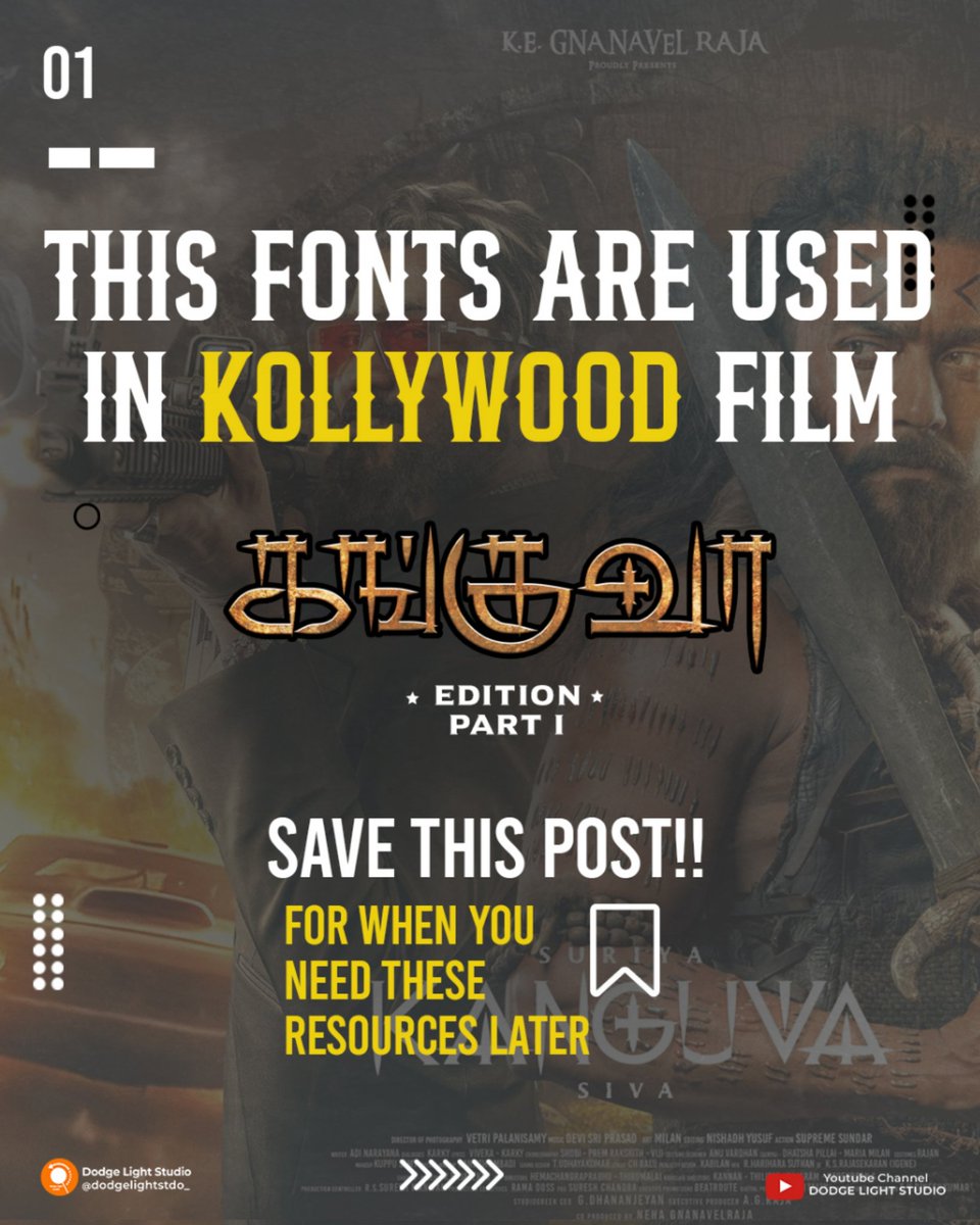 dodgelight07's tweet photo. Kollywood Movie Font KANGUVA Edition 🦅🔥 Dodge Light Studio 

#dodgelightstudio #kanguva #kanguvafont #DFonthub #photoshop #Kanguva
@Kavi_Offcl_ @Suriya_offl @StudioGreen2 @rajsekarpandian @kegvraja @NehaGnanavel
Link :https://t.co/8zNTCoj0l3 https://t.co/ctsbYAhv83