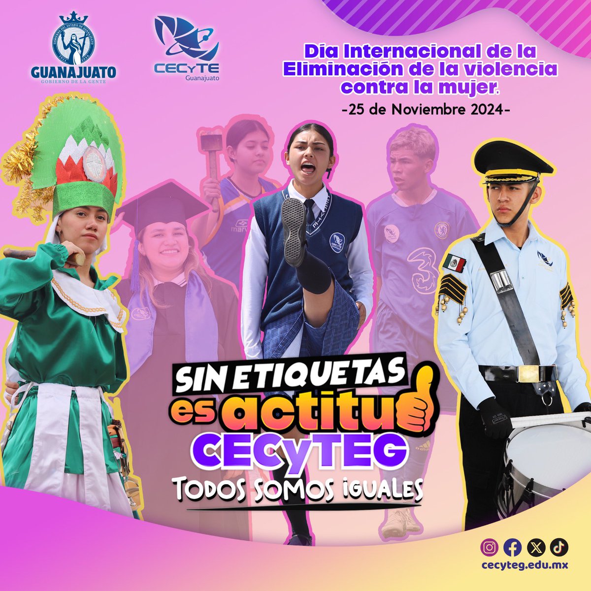 Día Internacional de la 𝙀𝙡𝙞𝙢𝙞𝙣𝙖𝙘𝙞ó𝙣 𝙙𝙚 𝙡𝙖 𝙑𝙞𝙤𝙡𝙚𝙣𝙘𝙞𝙖 𝙘𝙤𝙣𝙩𝙧𝙖 𝙡𝙖 𝙈𝙪𝙟𝙚𝙧 🧡💜

👊 ¡Sin etiquetas, es actitud CECyTEG! 👍 Guanajuato representa, #ElGobiernodelaGente.

#SaludableMenteJoven #SOYCECYTEG