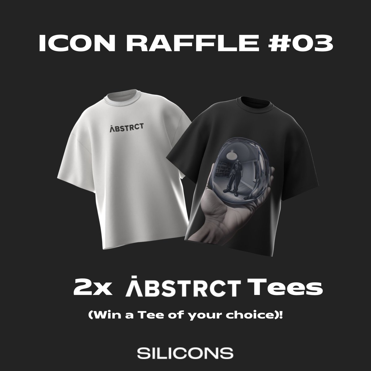 Want to win some sweet <a href="/ABSTRCT_CAW/">ABSTRCT</a> threads? 👕 

We're currently giving away 2 ABSTRCT Tees (ESSENTIAL or Crystal Ball, Winner chooses) in our latest ICON Raffle! 🎁 

How to enter: ❓ 
- Like + RT 
- Join our Discord (LINK IN BIO)
- Ask "How do you join ICON Raffles?" and get