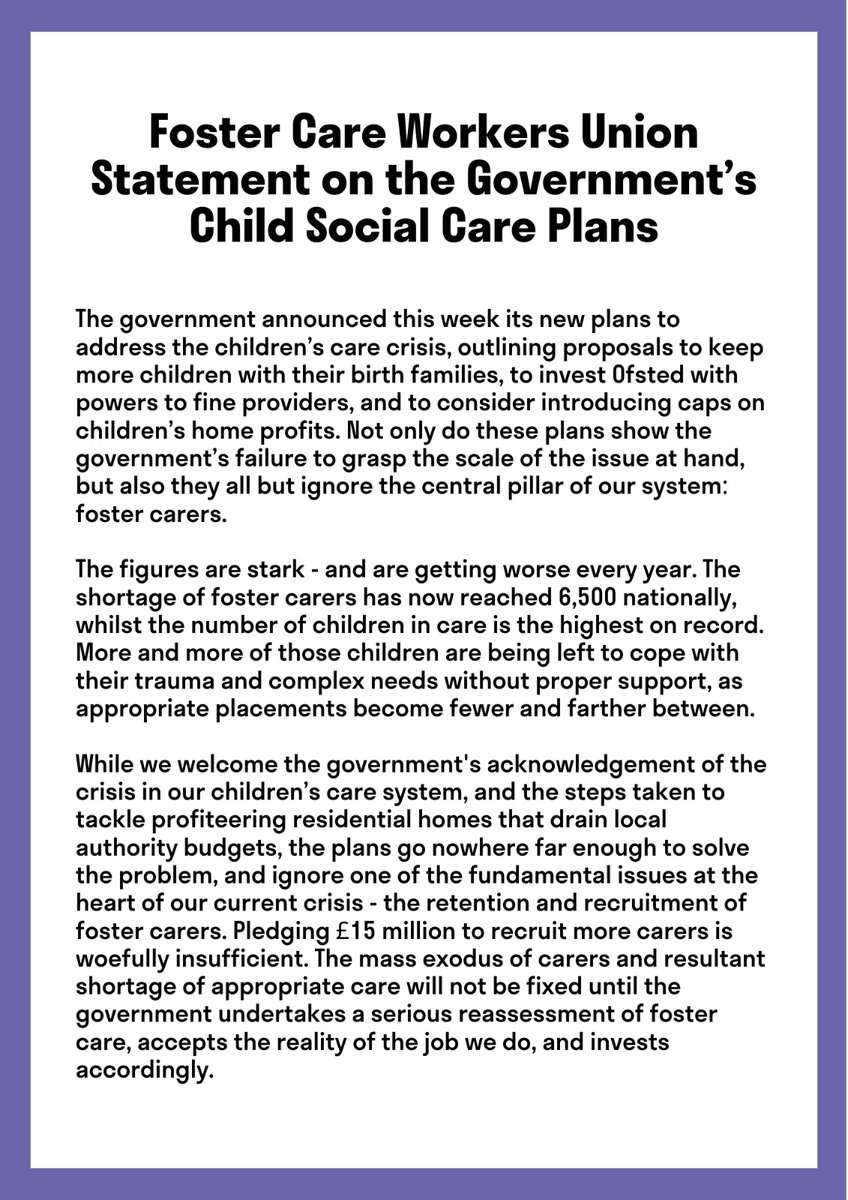 Foster Care Workers Union, a branch of the IWGB tweet media