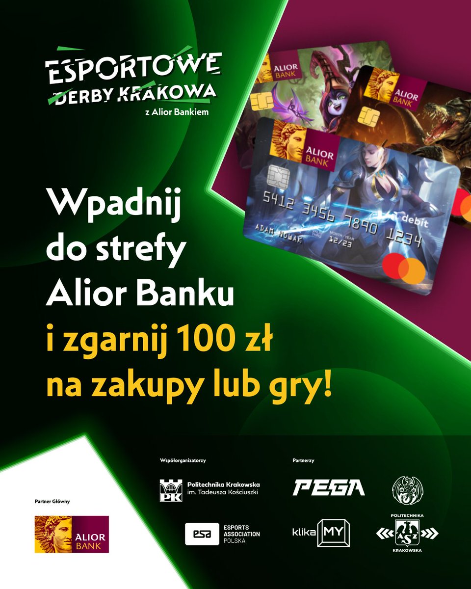 Esports Association (@esports_assoc) on Twitter photo 𝗘𝗦𝗣𝗢𝗥𝗧𝗢𝗪𝗘 𝗗𝗘𝗥𝗕𝗬 𝗞𝗥𝗔𝗞𝗢𝗪𝗔 napędza <a href="/AliorBankSA/">Alior Bank SA</a>! 🙌
Podczas wydarzenia w strefie naszego Partnera Głównego będzie można zdobyć:
💸 stówkę na zakupy lub gry
💳 unikatowe karty z wizerunkiem postaci z LoLa
Widzimy się 29 listopada na Politechnice Krakowskiej! 🫡 𝗘𝗦𝗣𝗢𝗥𝗧𝗢𝗪𝗘 𝗗𝗘𝗥𝗕𝗬 𝗞𝗥𝗔𝗞𝗢𝗪𝗔 napędza <a href="/AliorBankSA/">Alior Bank SA</a>! 🙌
Podczas wydarzenia w strefie naszego Partnera Głównego będzie można zdobyć:
💸 stówkę na zakupy lub gry
💳 unikatowe karty z wizerunkiem postaci z LoLa
Widzimy się 29 listopada na Politechnice Krakowskiej! 🫡