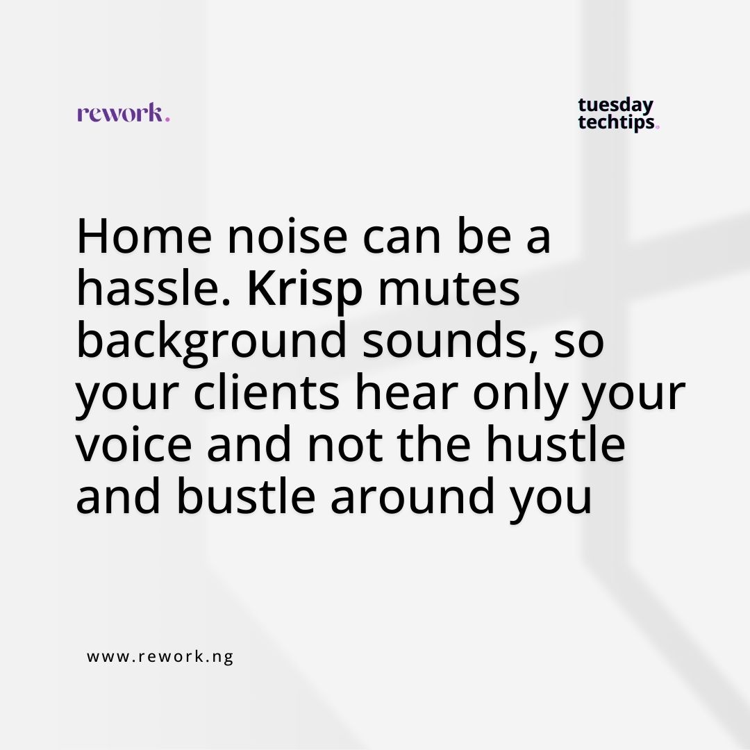 reworkng's tweet photo. Today's tip is about Krisp (see rhyme)🙂

#rework
#TechTips
#Krisp https://t.co/ntzUPcfEyU
