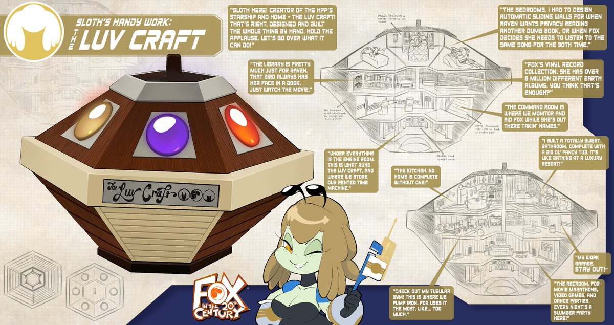 Foxinthe20thC's tweet photo. Sloth creates all the tools of the HPP, including their space-traveling home, The Luv Craft! https://t.co/0bJjeUsi4c