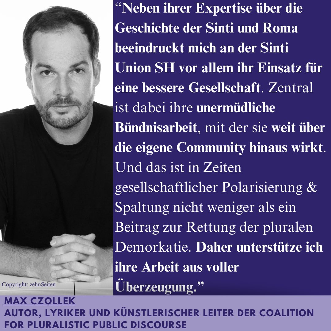 Sinti Union SH (@sintiunionsh) on Twitter photo 🎙️Stimmen aus Zivilgesellschaft, Politik & Wissenschaft über die <a href="/sintiunionsh/">Sinti Union SH</a> 🎙️
Das heutige Statement stammt von Max Czollek (<a href="/rubenmcloop/">Max Czollek</a> ). 🎙️Stimmen aus Zivilgesellschaft, Politik & Wissenschaft über die <a href="/sintiunionsh/">Sinti Union SH</a> 🎙️
Das heutige Statement stammt von Max Czollek (<a href="/rubenmcloop/">Max Czollek</a> ).