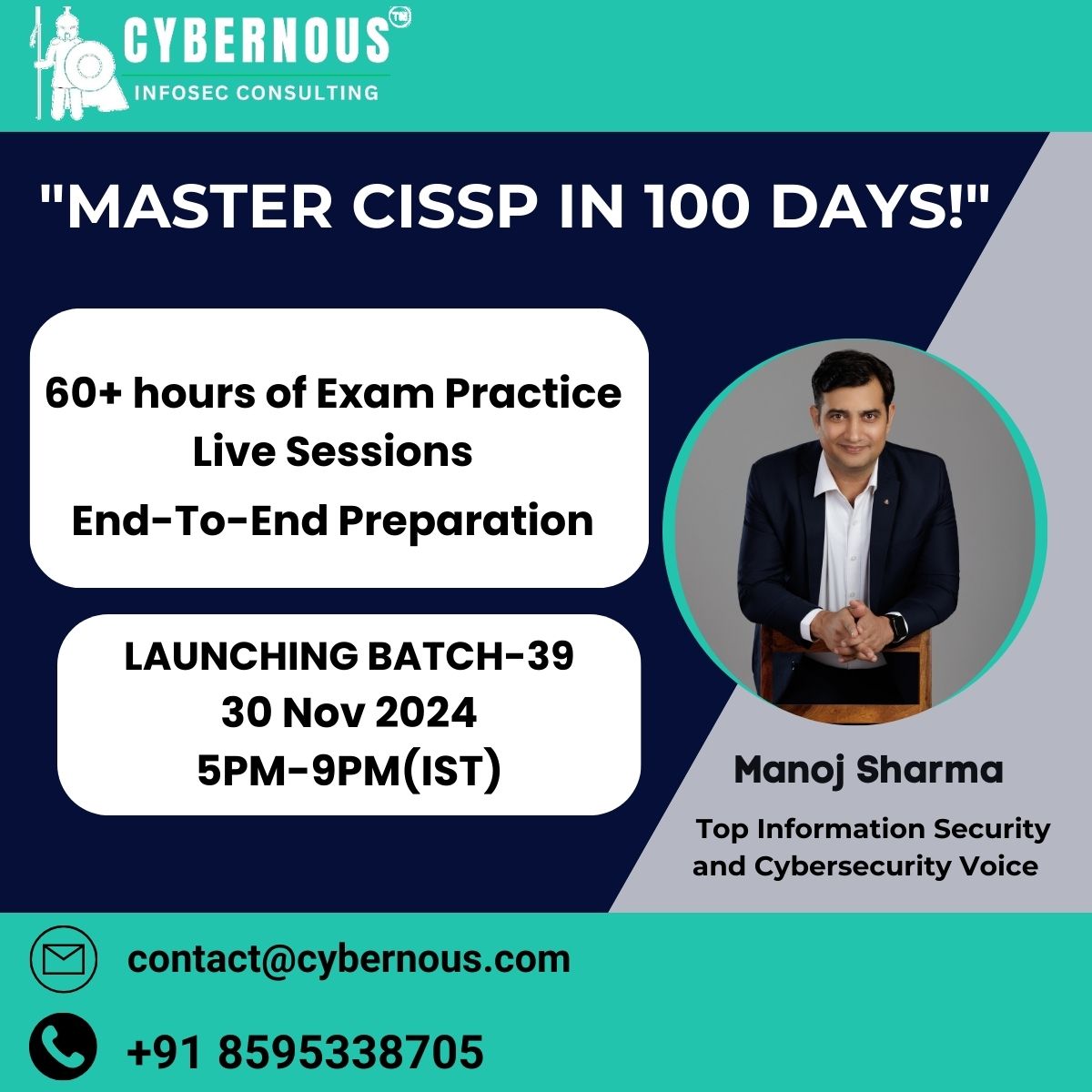 cybernous2024's tweet image. 🚨 CISSP Aspirants!

Batch 39 starts 30th Nov! 🌟 Live classes, expert mentorship, &amp;amp; a proven framework to ace CISSP.

📧 contact@cybernous.com | 📞 +91 85953 38705
#CISSPPrep #Batch39 #Cybersecurity