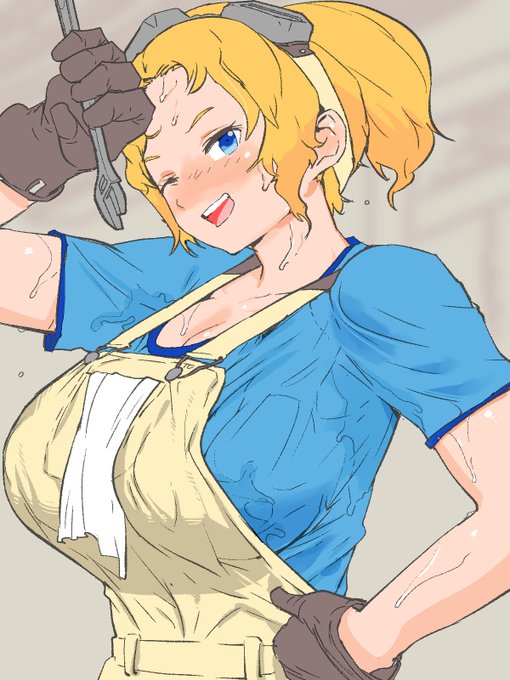 そう言えば急に思い出した前描いてて気に入ってる
その乳で整備士は無理だろ娘～ 