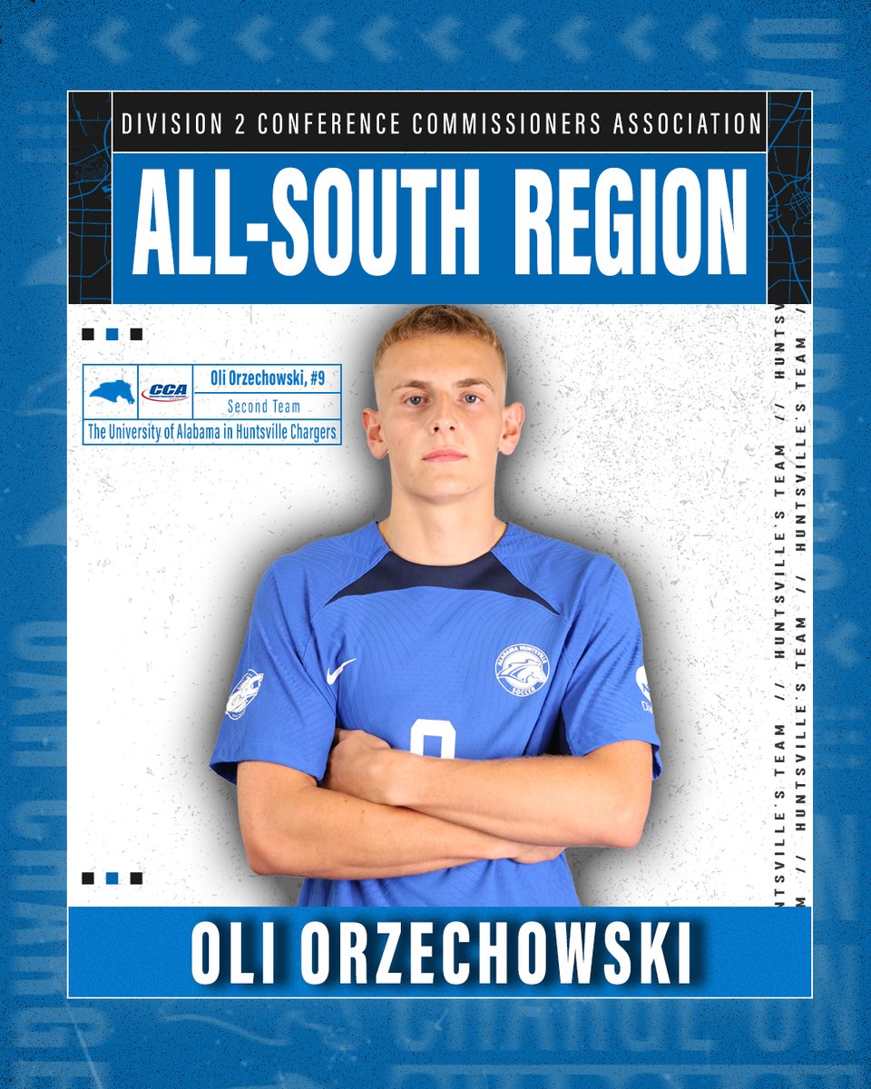 Congratulations to Oli Orzechowski on being named a D2CCA Second Team All-South Region honoree!

He is the first All-South Region performer for <a href="/UAH_MSOC/">UAH Men's Soccer</a> since 2021.
