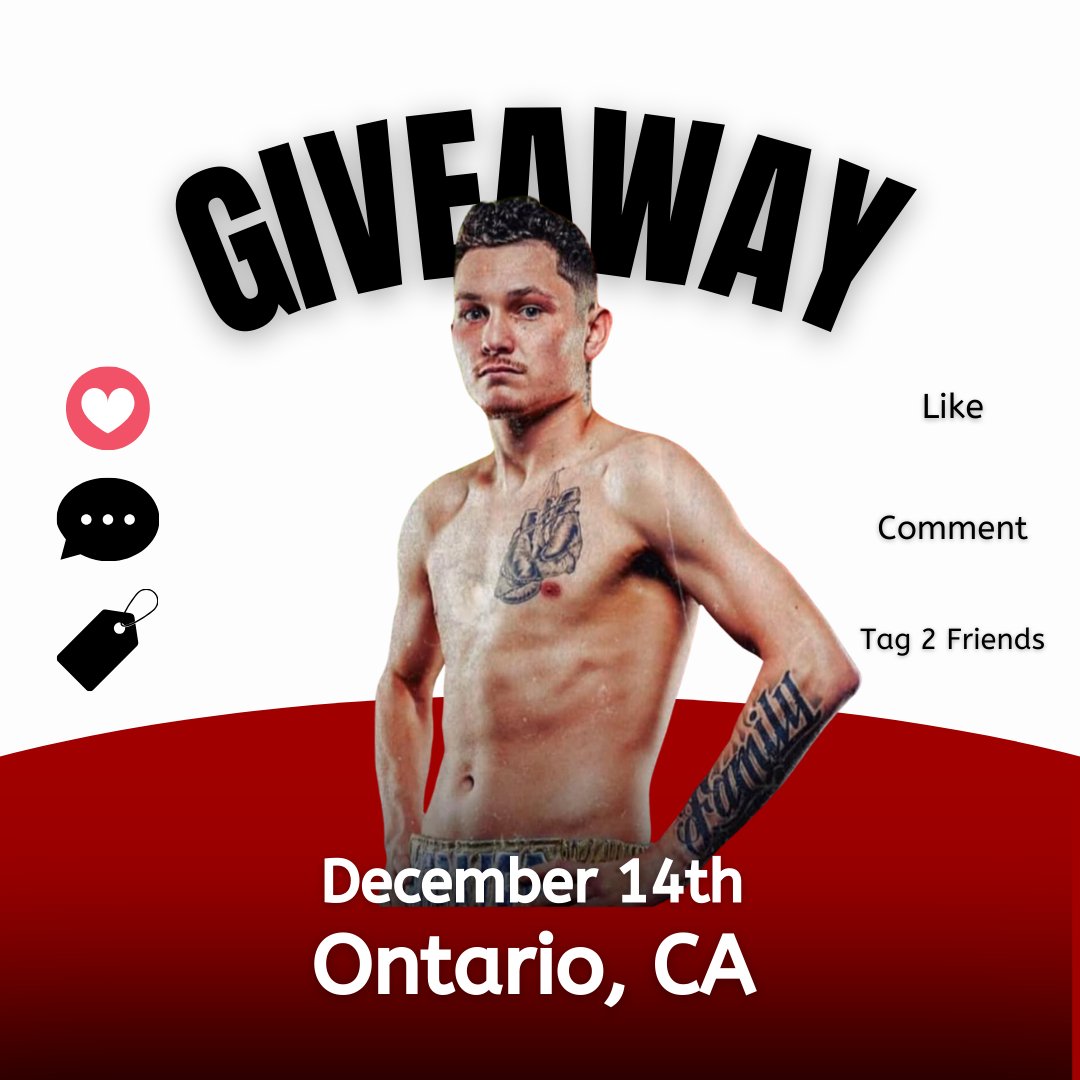 🎉 GIVEAWAY ALERT! 🎉

Win 2 tickets to see Victor Morales in action on December 14th in Ontario, CA! 🥊🔥

Here’s how to enter:
1️⃣ Like this post
2️⃣ Comment below
3️⃣ Tag 2 friends who would love to join you!