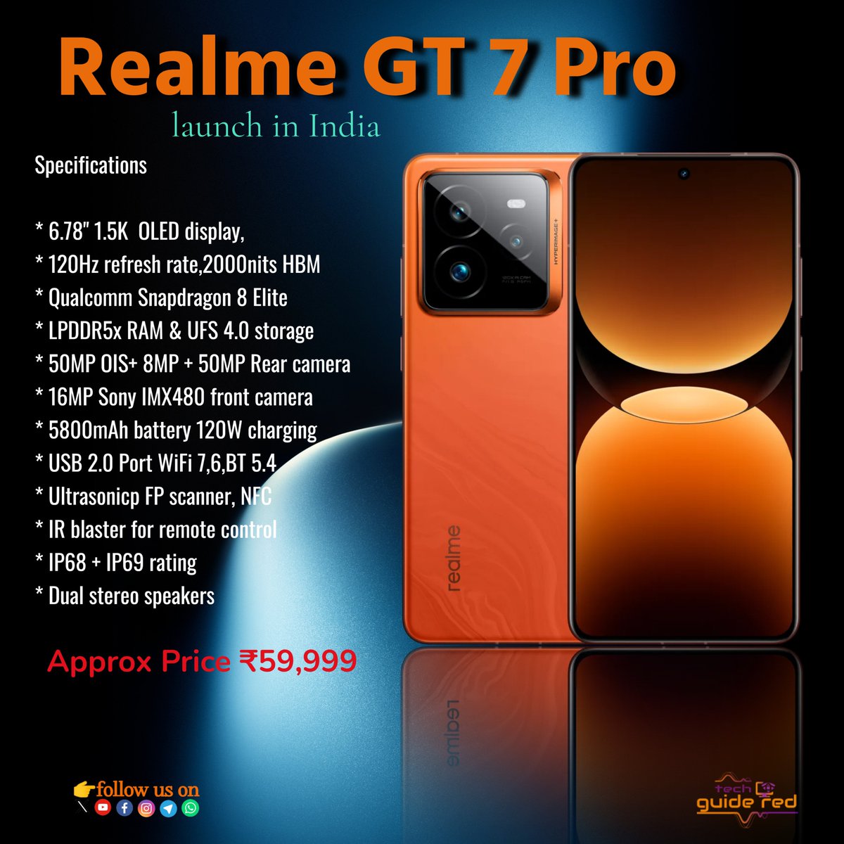guide_red's tweet photo. Realme GT 7 Pro launched in India
#realme #realmeGT7Pro #Snapdragon8Elite

https://t.co/lqINwEz0jP https://t.co/aFagXlUXLQ