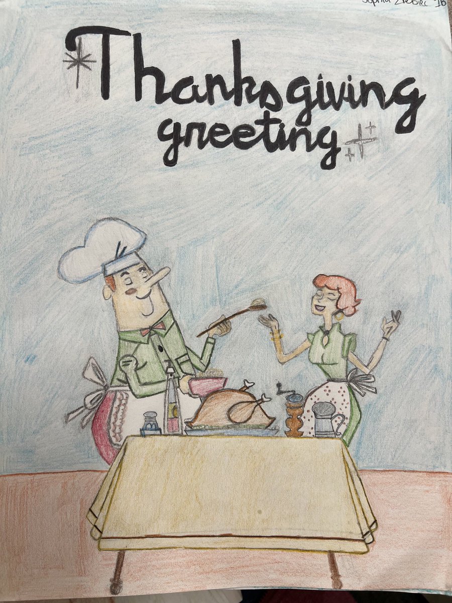 kuzminart's tweet photo. Applied Arts and Design 1 Thanksgiving cards!  Hand drawn and they look fabulous! Blessings to all!  ⁦@MTPSpride⁩ ⁦@DrRinellaMTPS⁩ ⁦@MTPSRasmussen⁩ https://t.co/rt5LNBxkjb