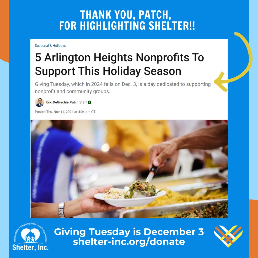 💛We are grateful to Patch for highlighting Shelter, Inc.! When you support Shelter, you support brighter and better tomorrows for our community's youth and families. 💛
