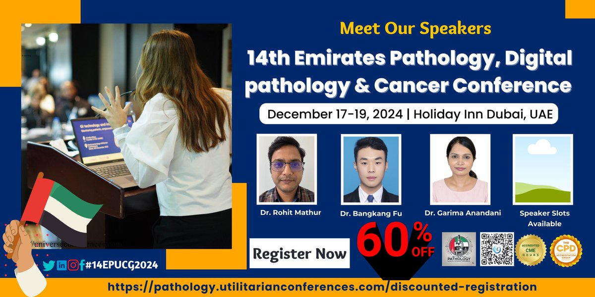 Pathology Experts (@pathologyexper1) on Twitter photo UAE National Day Offer!! #Callforspeaker
Registrations for our upcoming 14th Emirates Pathology, Digital Pathology & Cancer Conference, from December 17-19, 2024, in Dubai, UAE & Online.
Secure your spot here: pathology.utilitarianconferences.com/discounted-reg…
#NationalDayOffer #UAEPathologyConference UAE National Day Offer!! #Callforspeaker
Registrations for our upcoming 14th Emirates Pathology, Digital Pathology & Cancer Conference, from December 17-19, 2024, in Dubai, UAE & Online.
Secure your spot here: pathology.utilitarianconferences.com/discounted-reg…
#NationalDayOffer #UAEPathologyConference