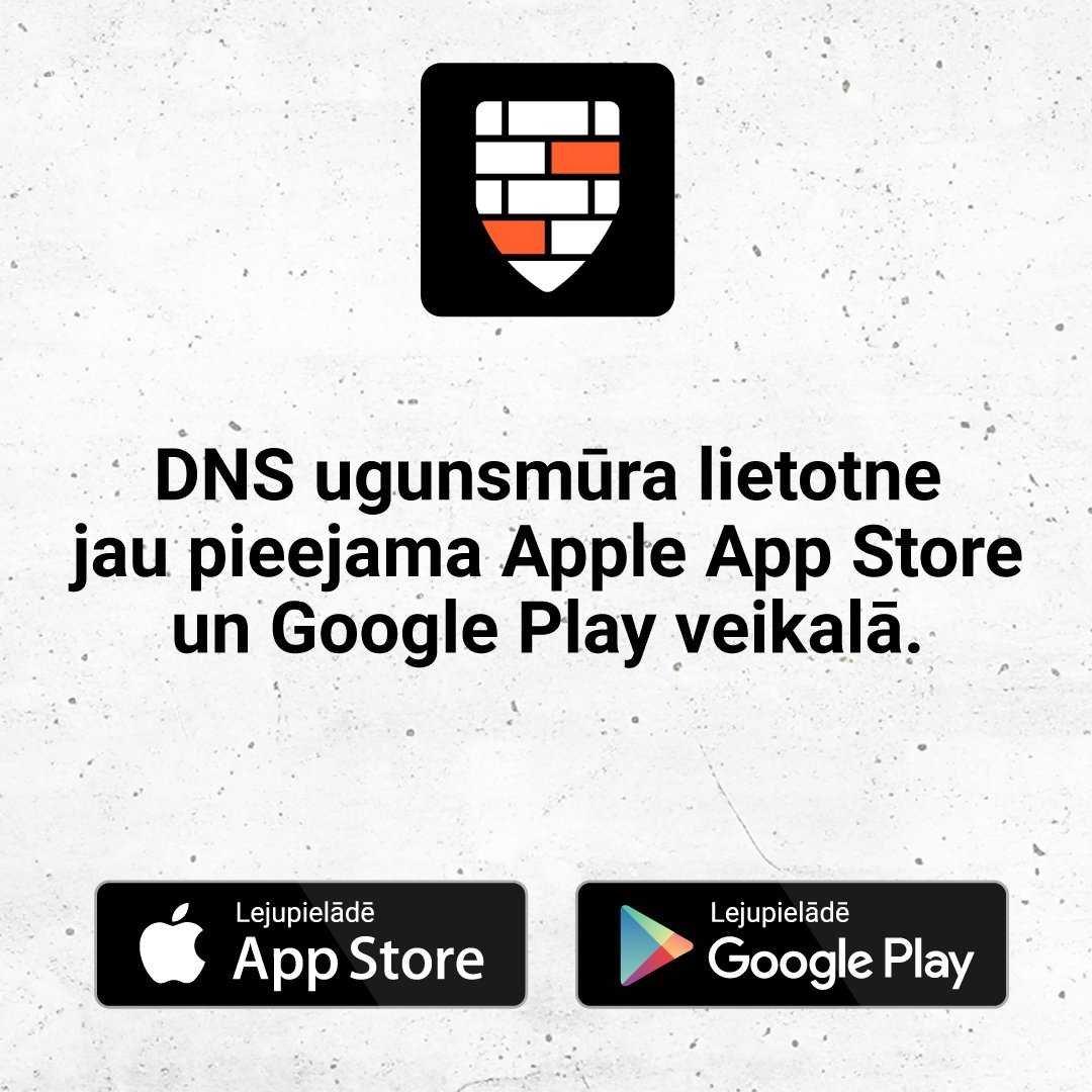 Tavam viedtālrunim – "DNS ugunsmūris" (vai angliski "DNS Firewall") ir pieejams tagad arī lietotnē. Meklē lietotnes jaunāko versiju Apple App Store vai Google Play veikalā!

📲 Apple App Store: apps.apple.com/lv/app/dns-ugu…

📲 Google Play Store: play.google.com/store/apps/det…