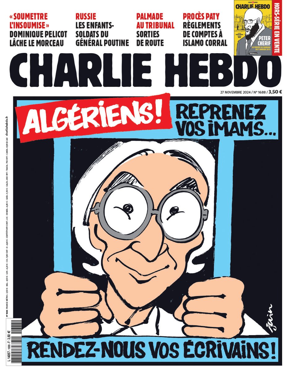 Algériens ! Reprenez vos imams, rendez-nous vos écrivains !

Retrouvez : 

👉 Procès Mazan : les enfants Pelicot passent à la barre 
👉 Procès Paty : pour les accusés, c'est chacun sa merde
👉 Guerre en Ukraine : la jeunesse russe au service de Poutine

En vente mercredi !