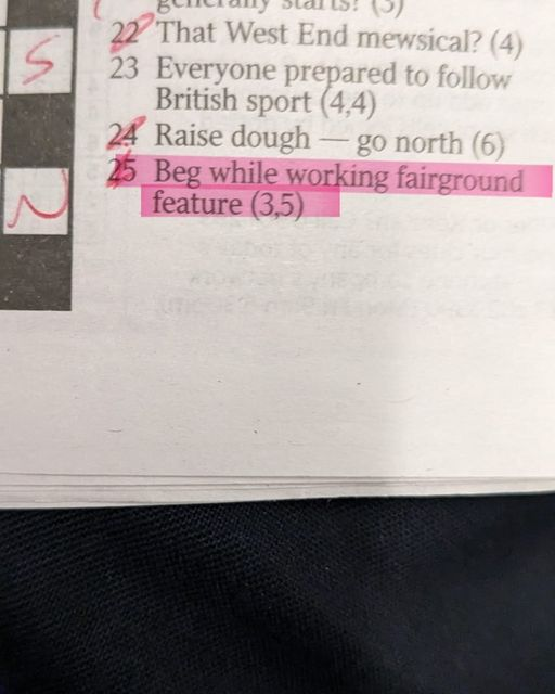 Any guesses as to the answer for 25 Across in this #crypticcrossword?