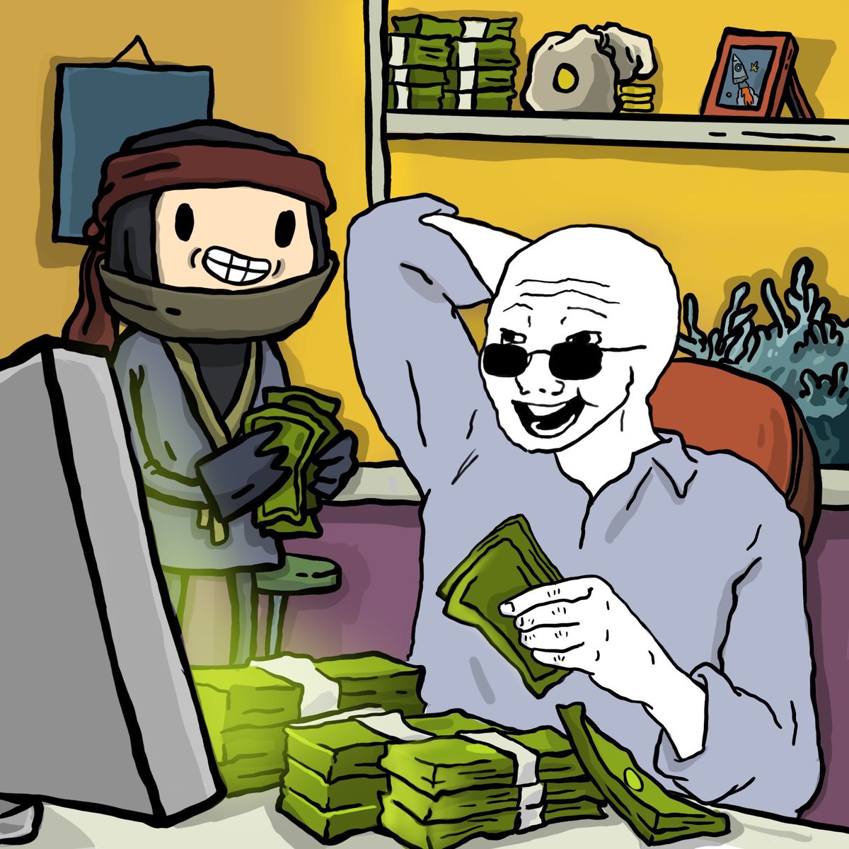 Wojak found a trading friend in <a href="/ninjasquadnft/">Ninja Squad ($NST)</a>. 

What’s up NST fam? 

The ninjas are some of our biggest holders and they are super active on the timeline. Keep it up! 🚀🤝