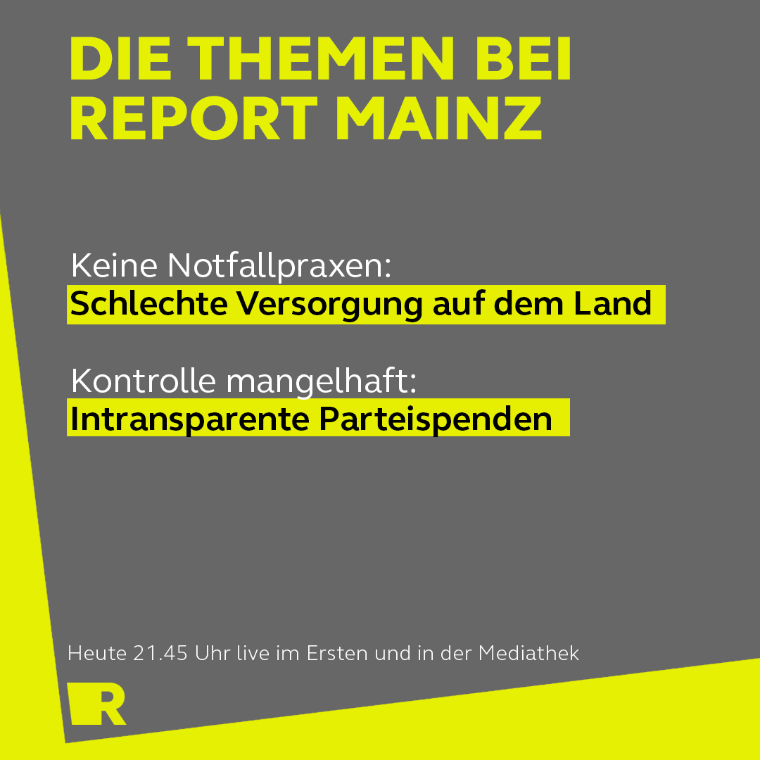 Keine #Notfallpraxen - schlechte Versorgung auf dem Land? Eines unserer Themen heute Abend, REPORT MAINZ, 21.45 Uhr live in <a href="/DasErste/">Das Erste</a> und in der #ARDMediathek.